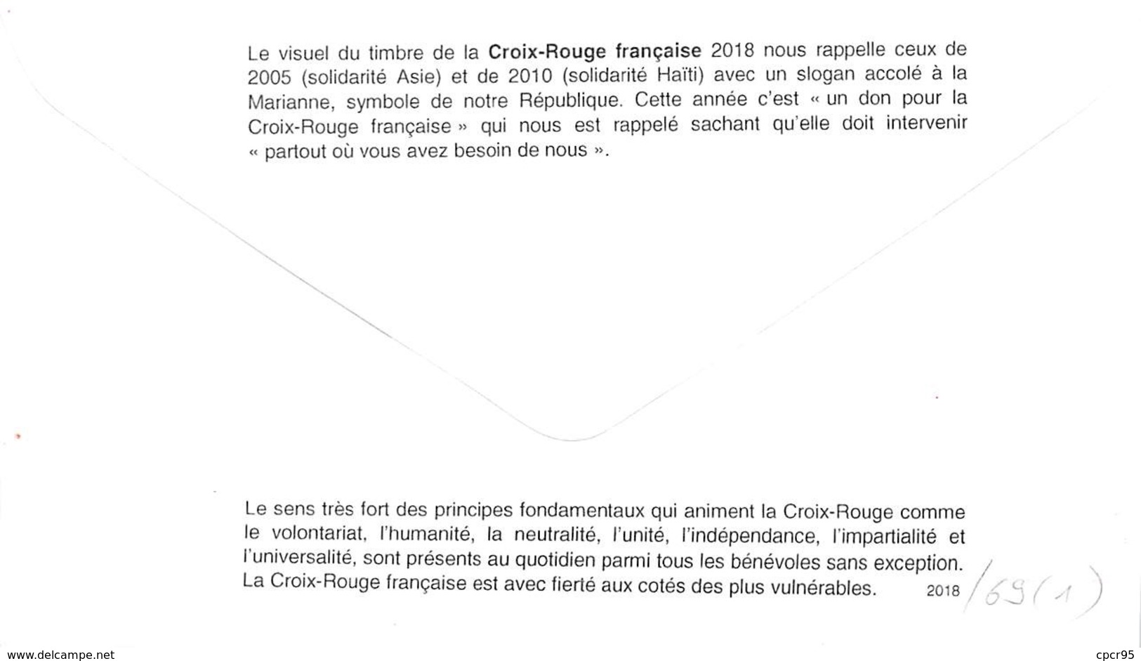 FRANCE. FDC. N°206455. 26/10/2018 .cachet Périgueux . Croix Rouge. - 2010-2019