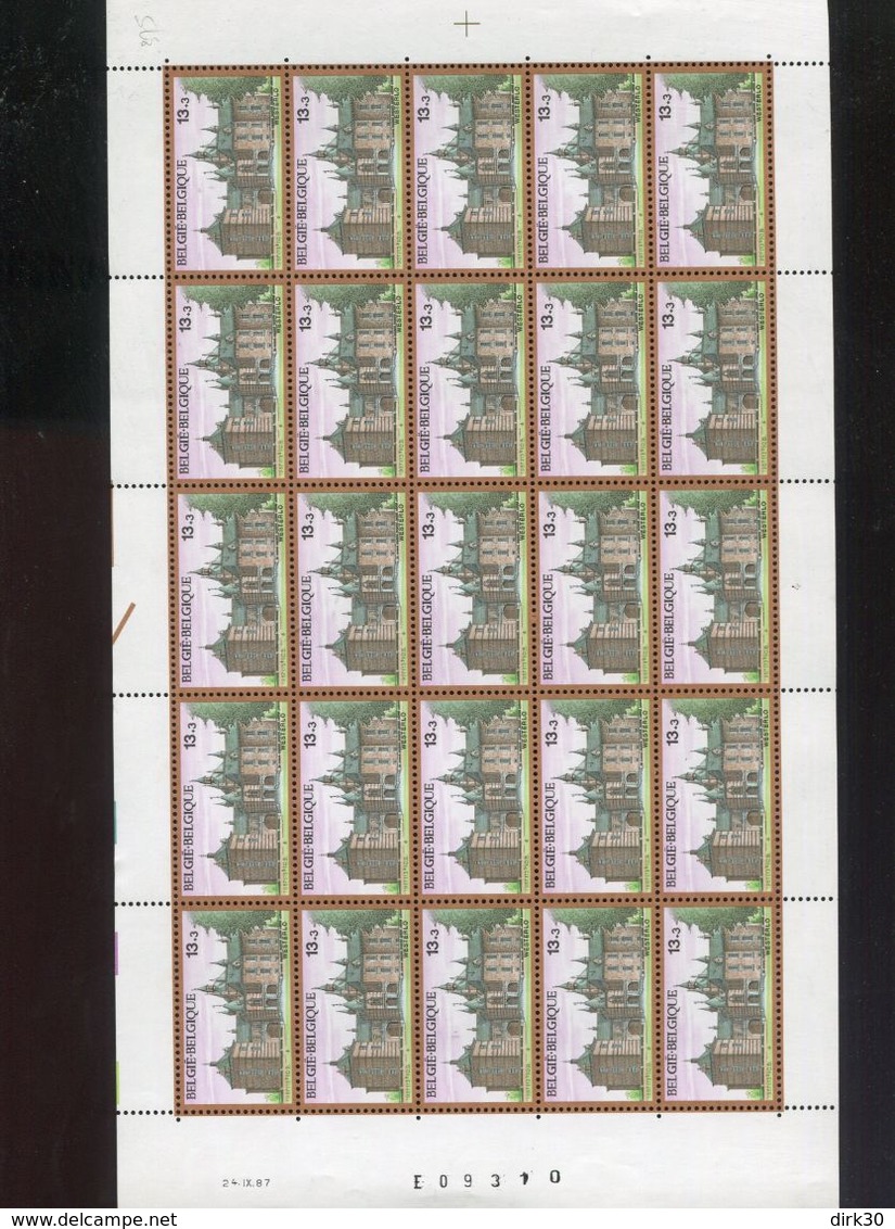 Belgie 1987 2266 Kasteel Westerlo Castle FULL SHEET MNH RR Plaatnummer 4 - Non Classés