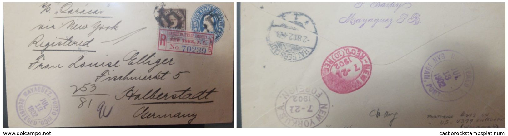 O) 1902 PUERTO RICO - PORTO RICO - US OCCUPATION, RARE,  SHERMAN, REGISTERED FROM MAYAGUEZ PORTO RICO, THE CONTINUING US - Porto Rico