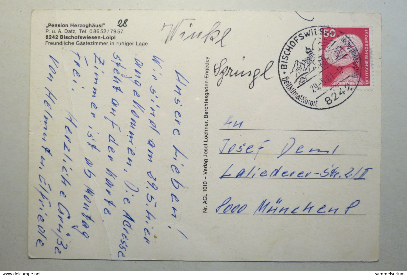 (11/10/70) Postkarte/AK "Bischofswiesen-Loipl" Mehrbildkarte Mit 5 Ansichten Der Pension Herzoghäusl - Bischofswiesen