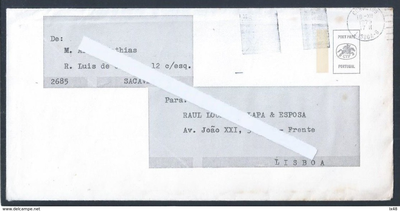 Envelope De Porte Pago De Natal Com Flâmula Só Com Datador 1979. Postal De Natal Com Sagrada Família De José Franco.2s - Covers & Documents