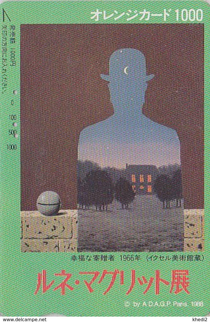 Carte Orange JAPON - PEINTURE BELGIQUE - RENE MAGRITTE - JAPAN PAINTING Prepaid JR Card / BELGIUM Rel - 1889 - Pittura