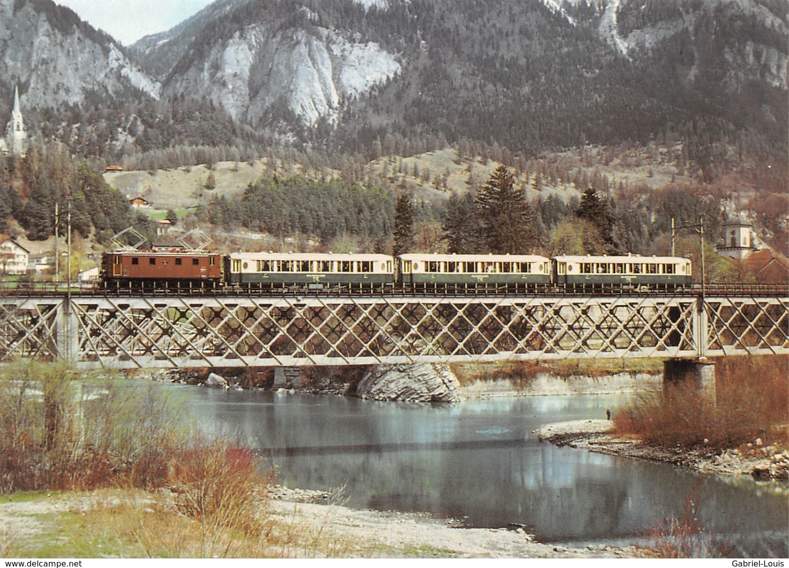 BVA - Viaduc Reichenau - Tamins Ge 4/6 355 - Rhätische Bahn - RhB - R.h.B. Ligne De Chemin De Fer Train - Tamins