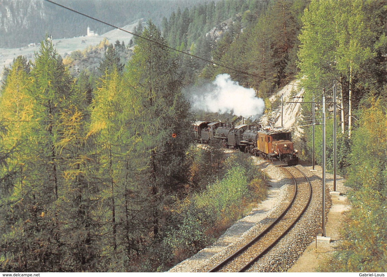 BVA - Filisur G 6/6 I 407 + G 4/5 108 + 107 - Rhätische Bahn - RhB - R.h.B. Ligne De Chemin De Fer Train - Filisur