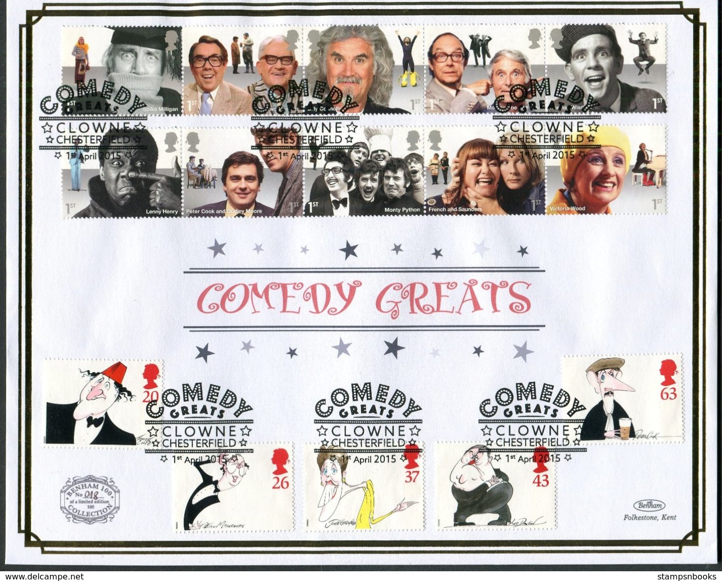 2015 GB Comedy Greats First Day Cover. Benham Limited Edition (100) FDC. - 2011-2020 Decimal Issues