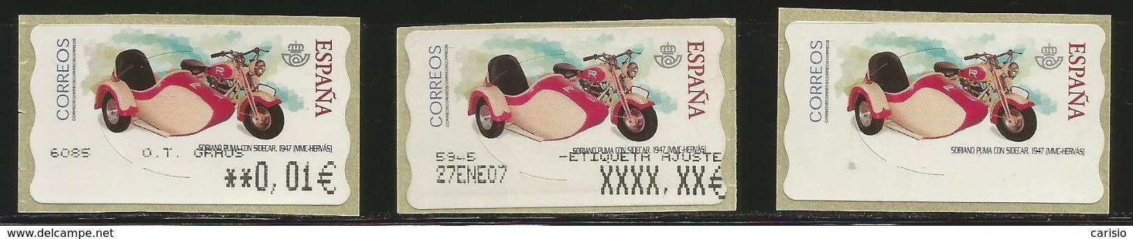 ESPAÑA-SPAIN ATMS 2003 Valor Mínimo-Ajuste Y Blanco Motocicleta Soriano Puma Con Sidecar - Variedades & Curiosidades