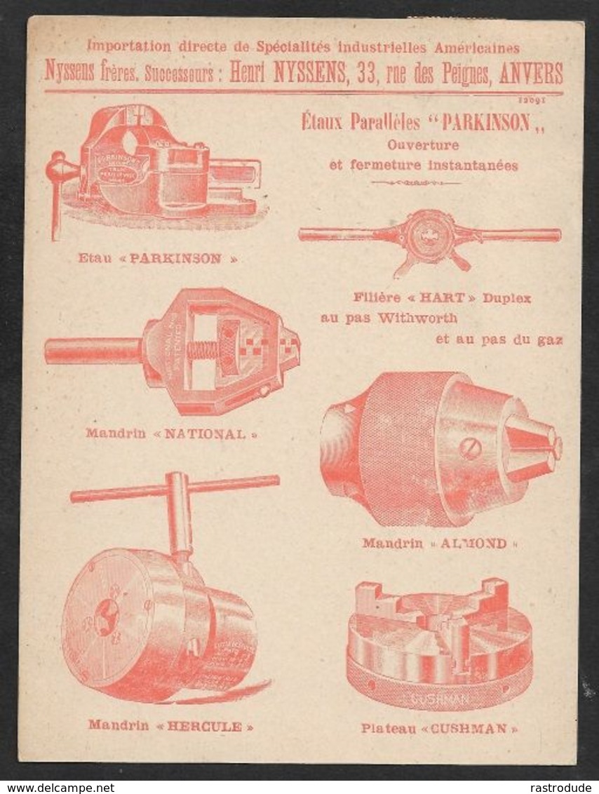 1905 BELGIQUE - PRÉOBLITÉRÉ 1C A GAND  - IMPRIMÉ PUBLICITÉ OUTILLAGE MACHINE OUTILS , TOURS, FORERIES, FRAISEUSE ETC - Rollini 1900-09