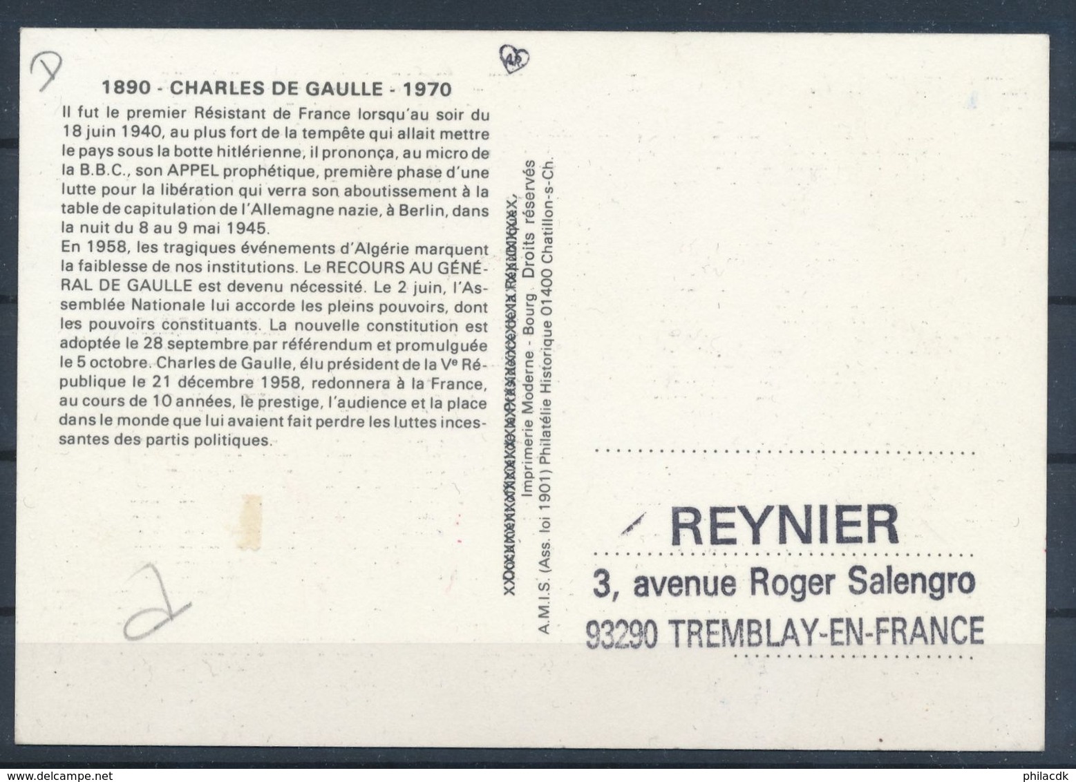 BENIN - TIMBRE SUR ENVELOPPE PREMIER JOUR CAD COTONOU DU 22 NOVEMBRE 1990 CENTENAIRE NAISSANCE CHARLES DE GAULLE - De Gaulle (Général)