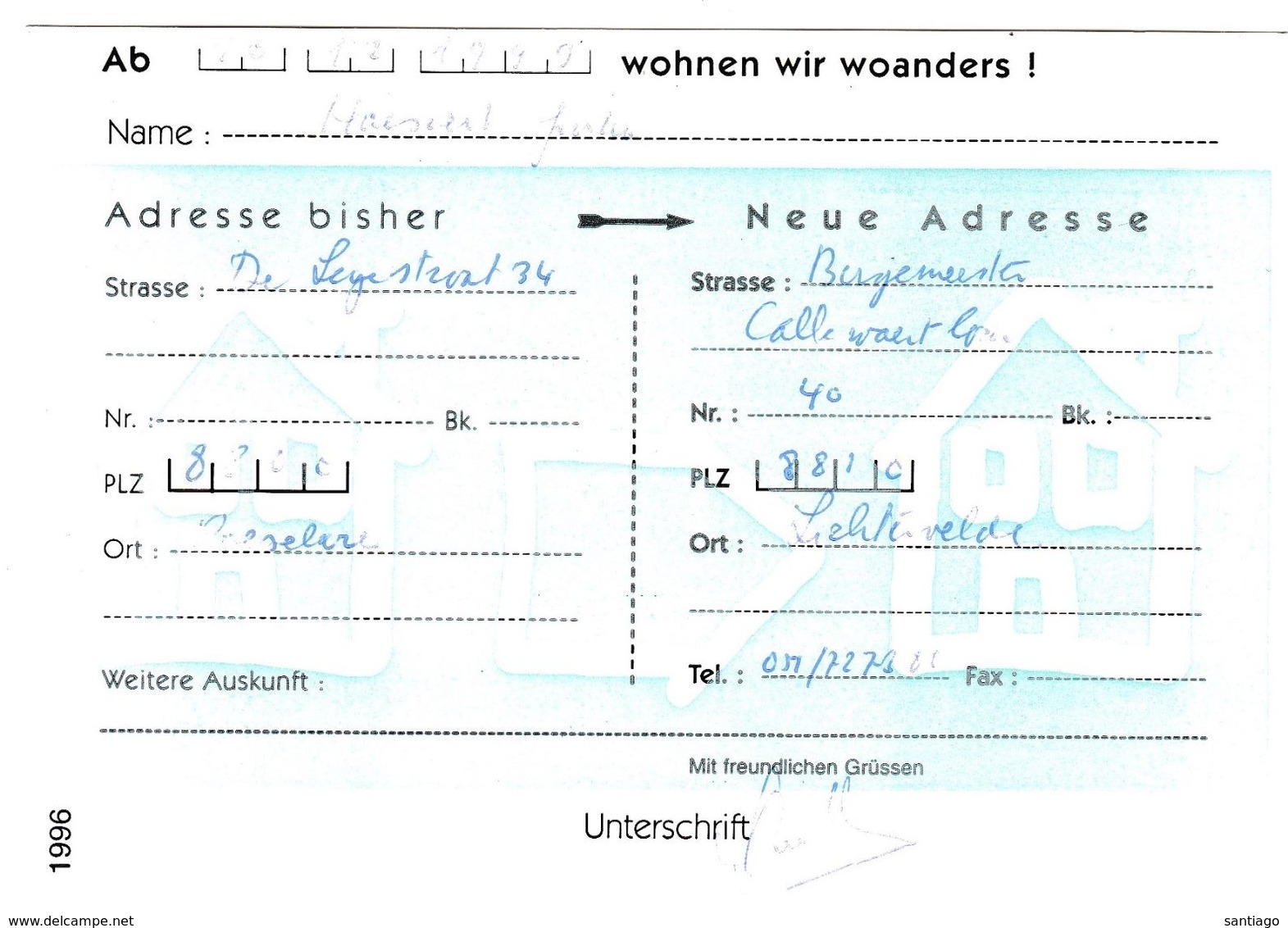 Adreswijzeging Nr 30 - 3 ( Duits )  Butgenbach - Aviso Cambio De Direccion