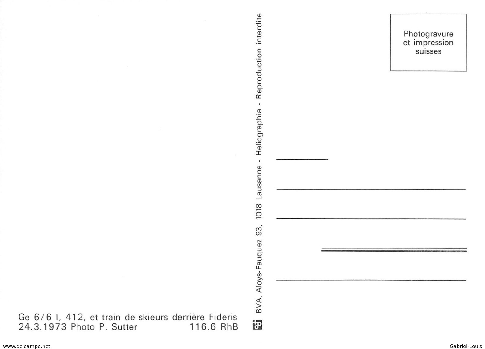 BVA - Fideris Ge 6/6 I 412 Skieurs - Rhätische Bahn - RhB - R.h.B. Ligne De Chemin De Fer Train - Fideris