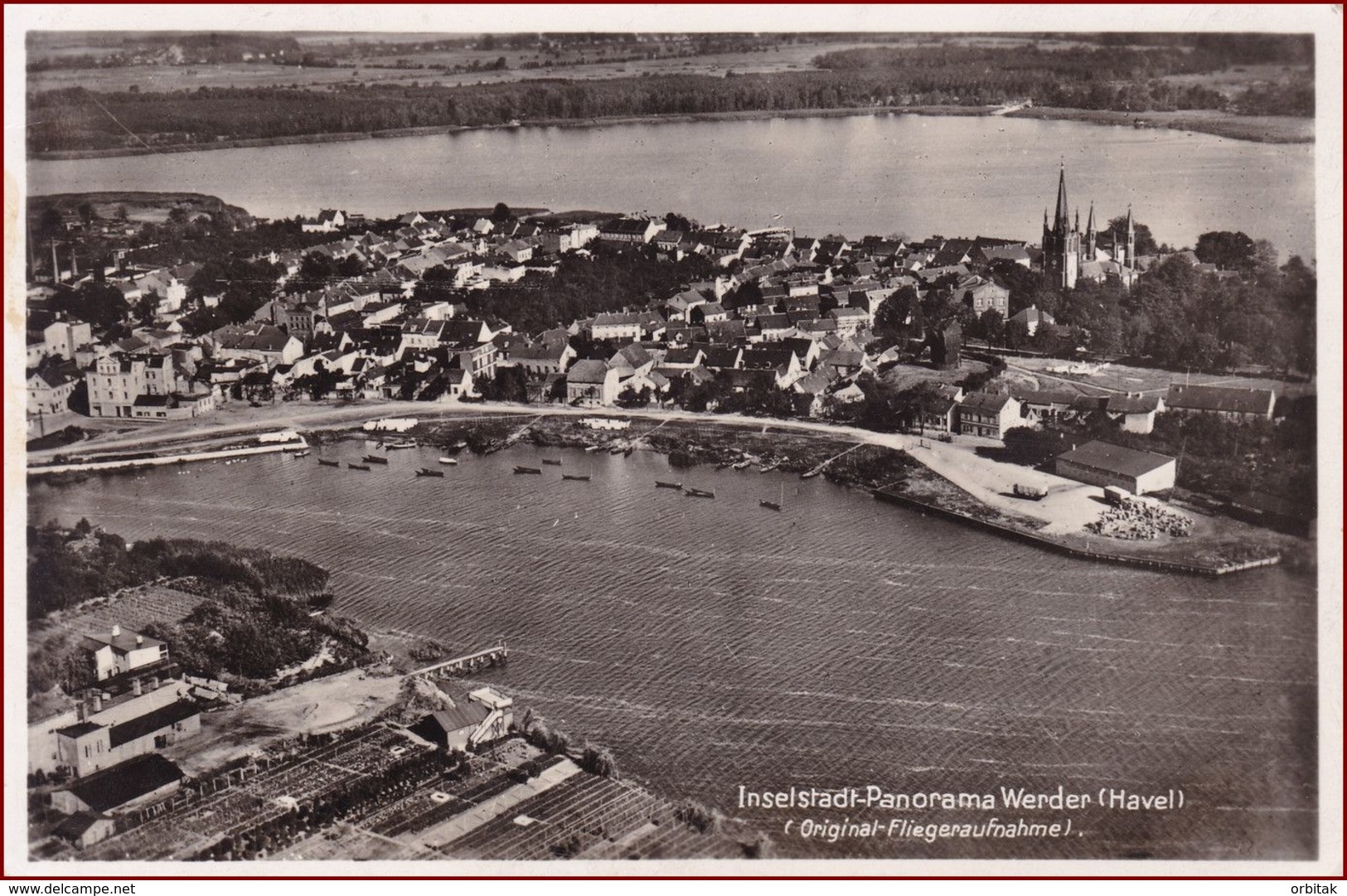 Werder (Havel) * Luftbild, Hafen, Schiffe, Inselstadt * Deutschland * AK2472 - Werder