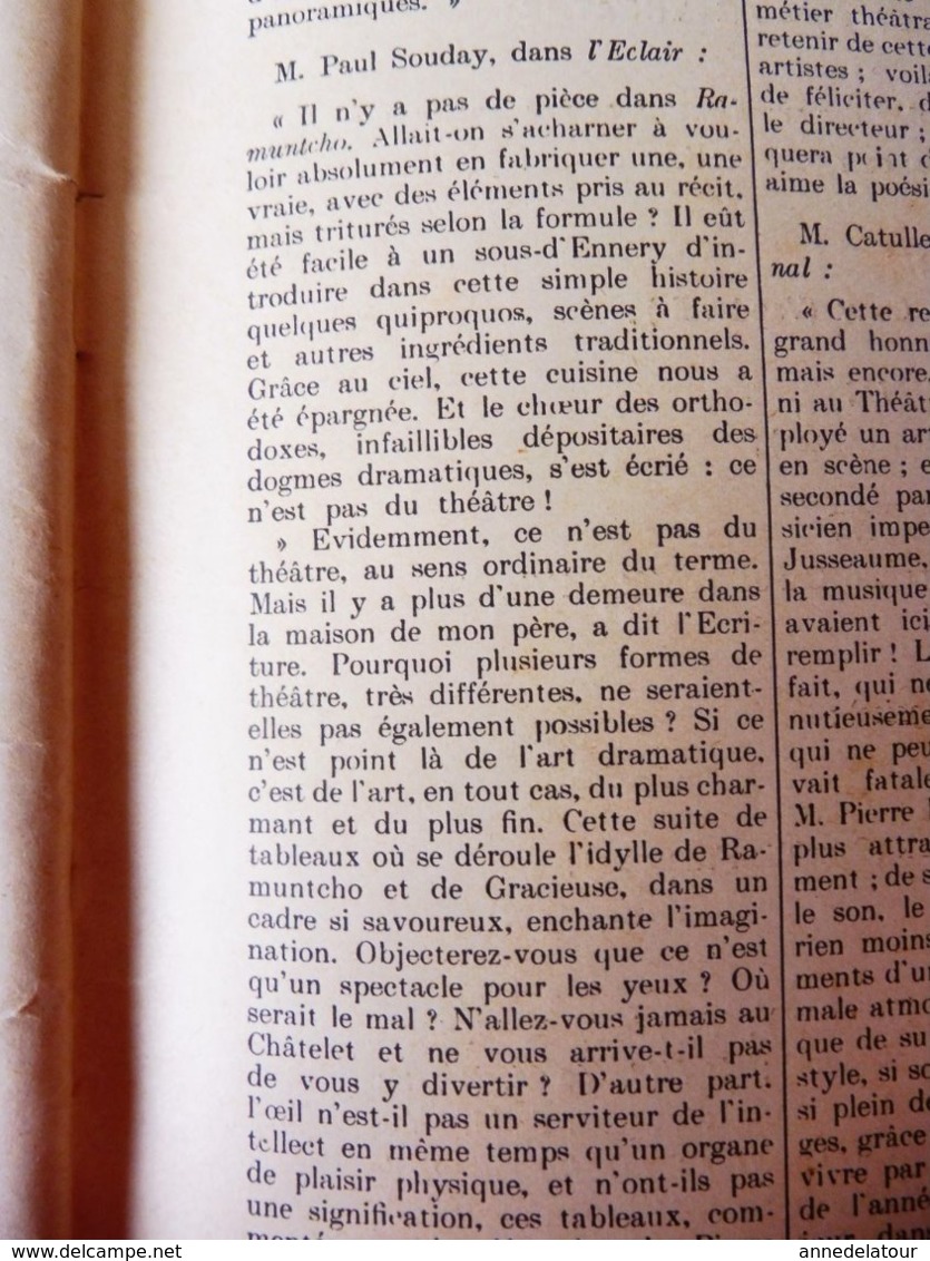 RAMUNTCHO  (origine--->  L'illustration Théâtrale, daté 1908 )  par Pierre Loti