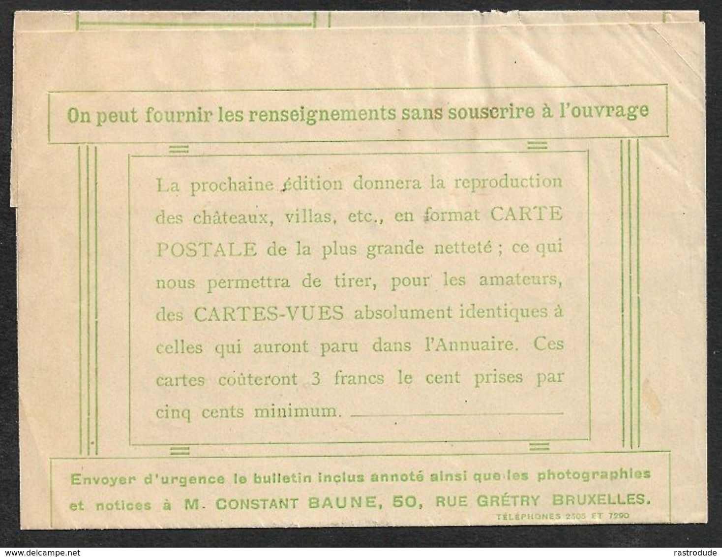 1909 BELGIQUE - PREOB. 1C A GAND  - BANDE L'ANNUAIRE DES CHATEAUX - Rolstempels 1900-09