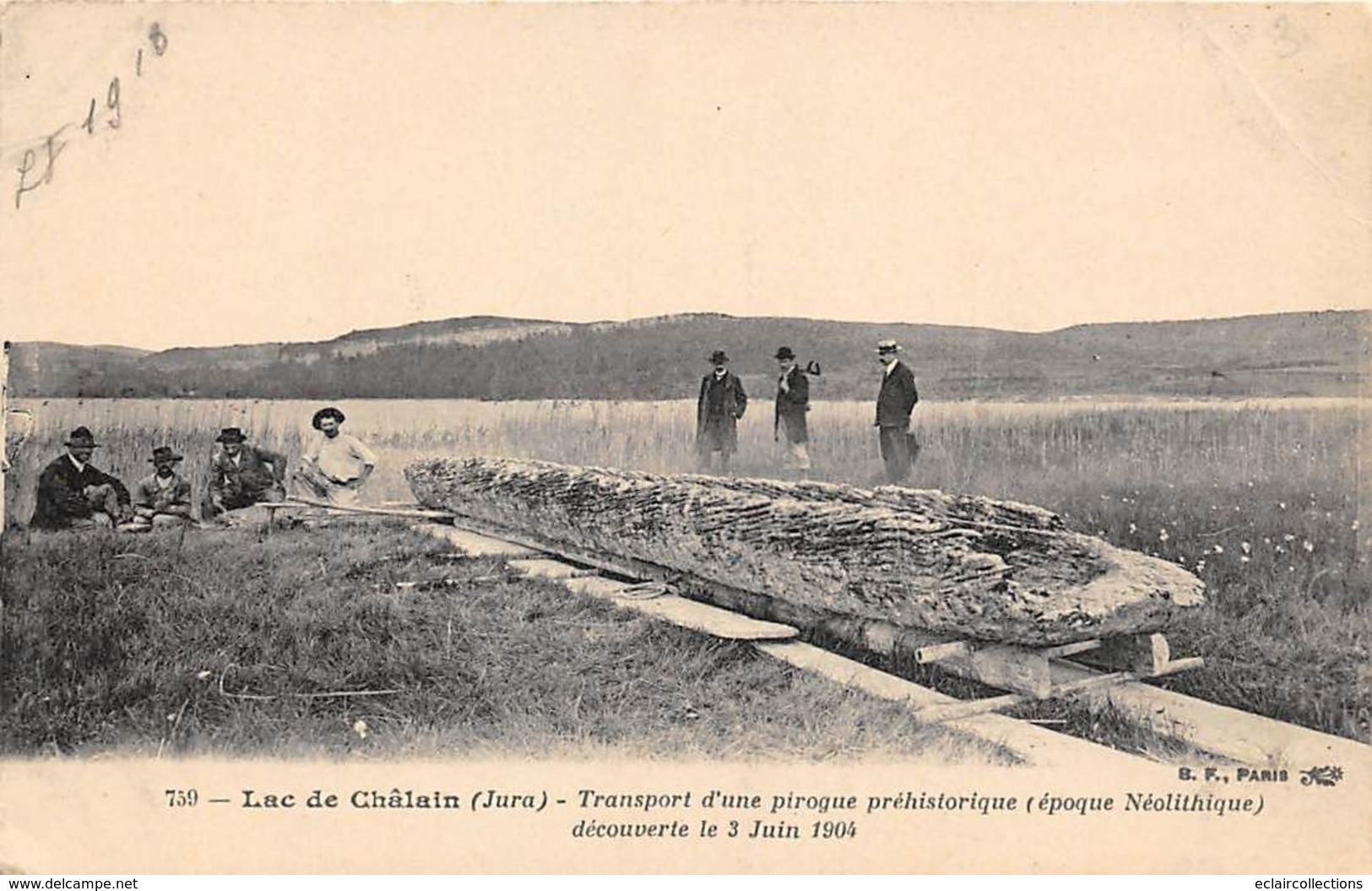 Chalain          39        Le Lac.   Transport D'une Pirogue Préhistorique  Juin 1904 (voir Scan) - Autres & Non Classés