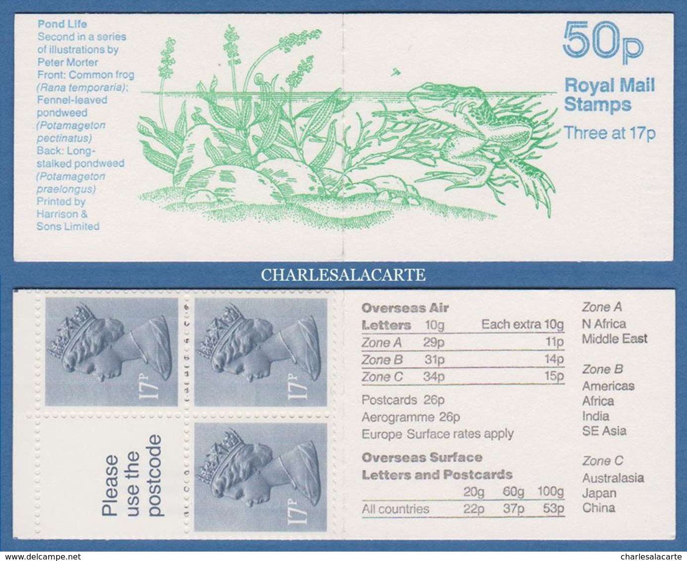 GREAT BRITAIN 1986 FOLDED BOOKLET 50p  STARS ON GUM  POND LIFE FROG COVER S.G. FB 33 - Libretti