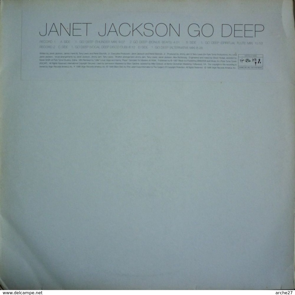 JANET JACKSON - MX - 2 X 45T - Disque Vinyle - Go Deep - 1680 - Promo - Dance, Techno En House