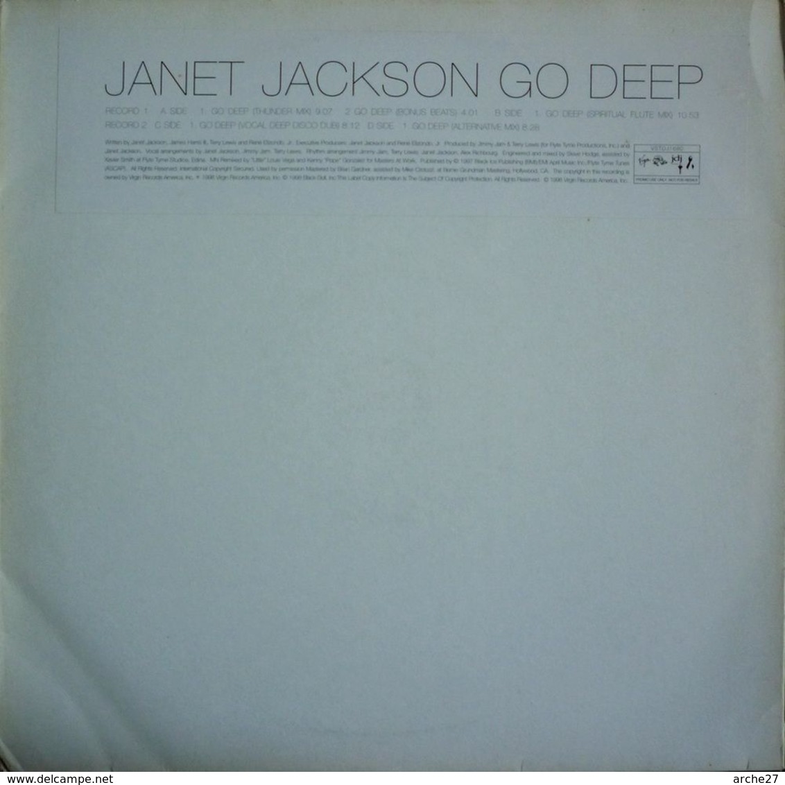 JANET JACKSON - MX - 2 X 45T - Disque Vinyle - Go Deep - 1680 - Promo - Dance, Techno & House