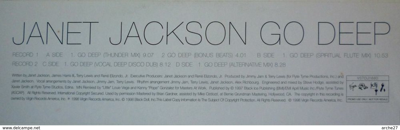 JANET JACKSON - MX - 2 X 45T - Disque Vinyle - Go Deep - 1680 - Promo - Dance, Techno & House