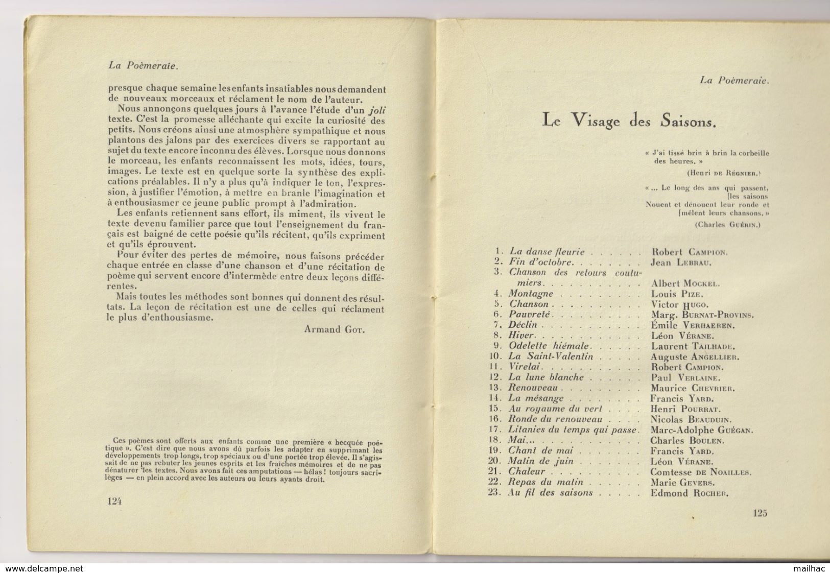 La Poèmeraie - Poésies Pour Enfants Par A. GOT - ED. Librairie Gedalge 1927 - Cahier IV - Andere & Zonder Classificatie