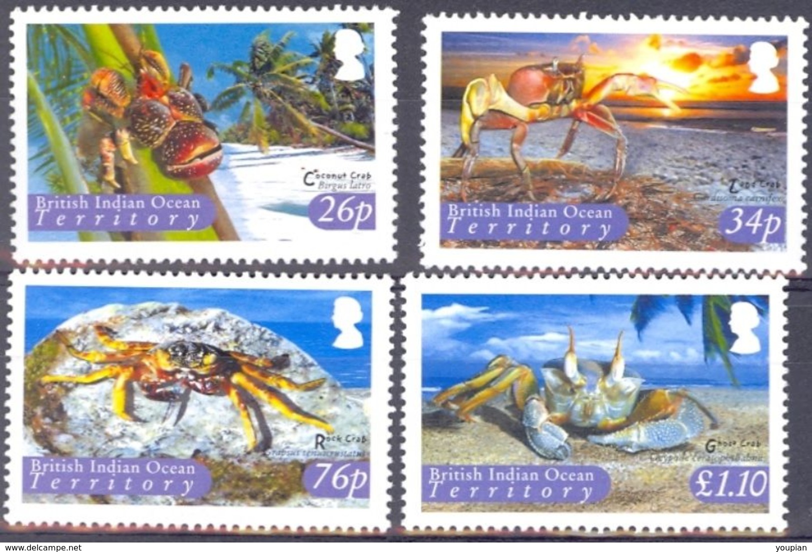 British Indian Ocean Territory (BIOT) 2004, Shellfish, MNH Stamps Set - Territoire Britannique De L'Océan Indien