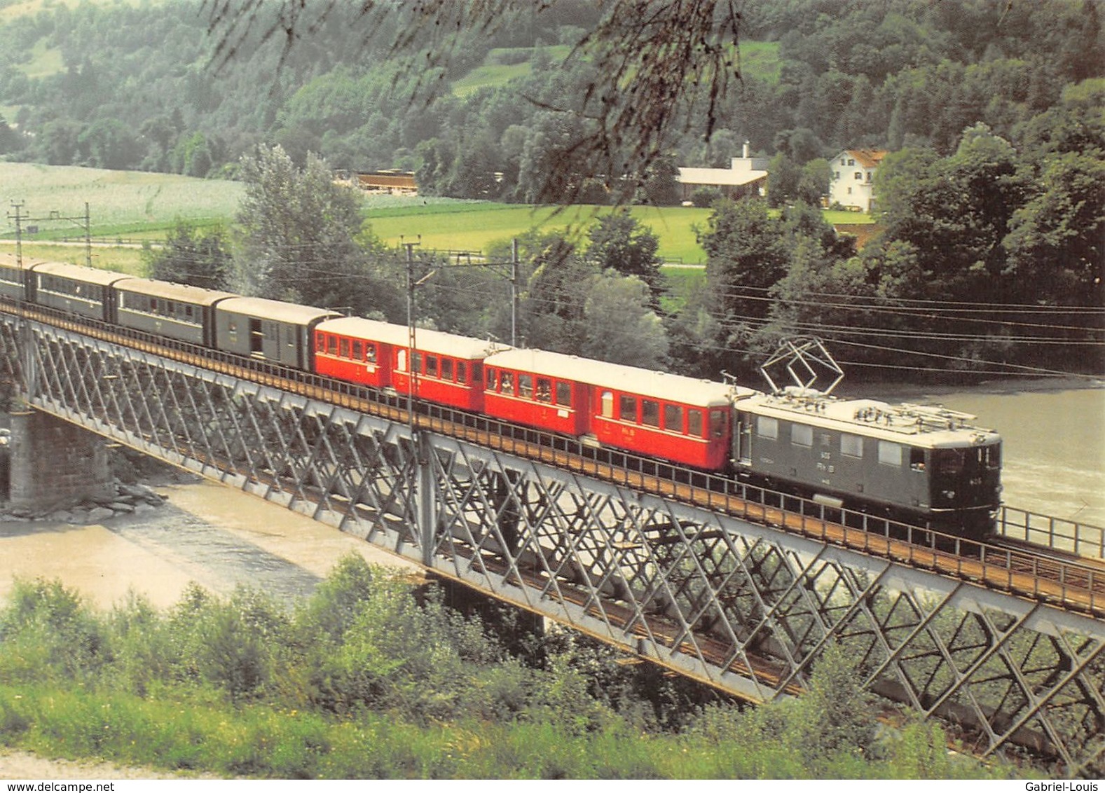 BVA - Viaduc De Reichenau-Tamins Ge 4/4 606 "Kesch"  Rhätische Bahn - R.h.B. Ligne De Chemin De Fer Train - Tamins