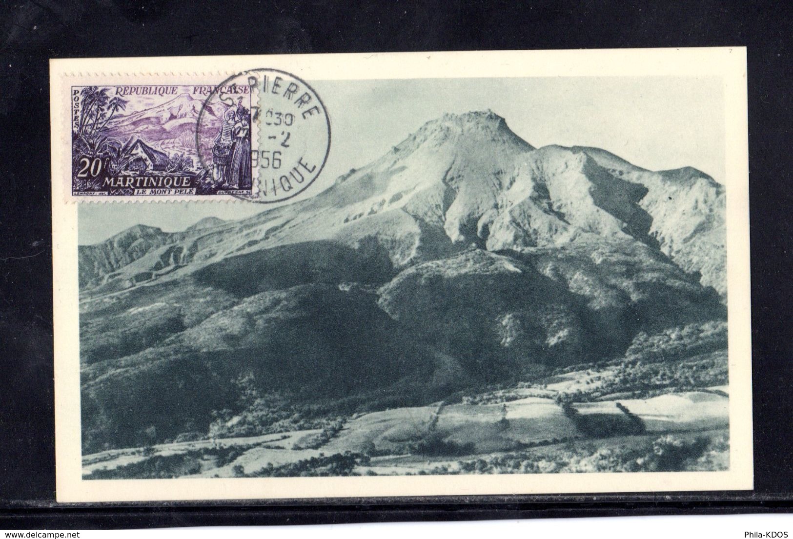 Tamponnée M.F 1955 : " LE MONT PELE (MARTINIQUE) " Sur Carte Maximum. N° YT 1041. Parfait état. Voir Les 2 Scans. CM - 1950-1959