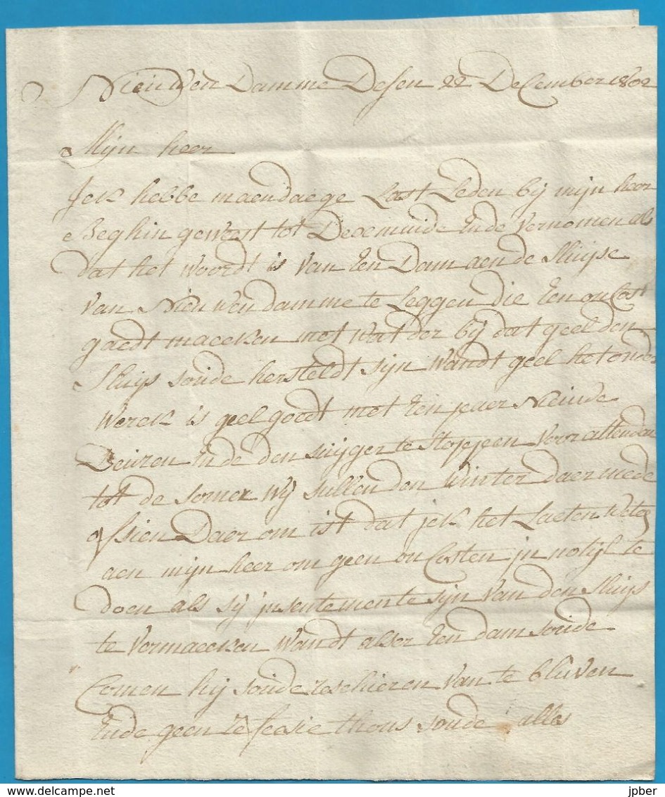 (T-001) Belgique - Précurseur - LAC Du 22/12/1802 De NieuwenDamme à Brugge - Contenu "...de Heer Beghin ... Dixmuide..." - 1794-1814 (Période Française)