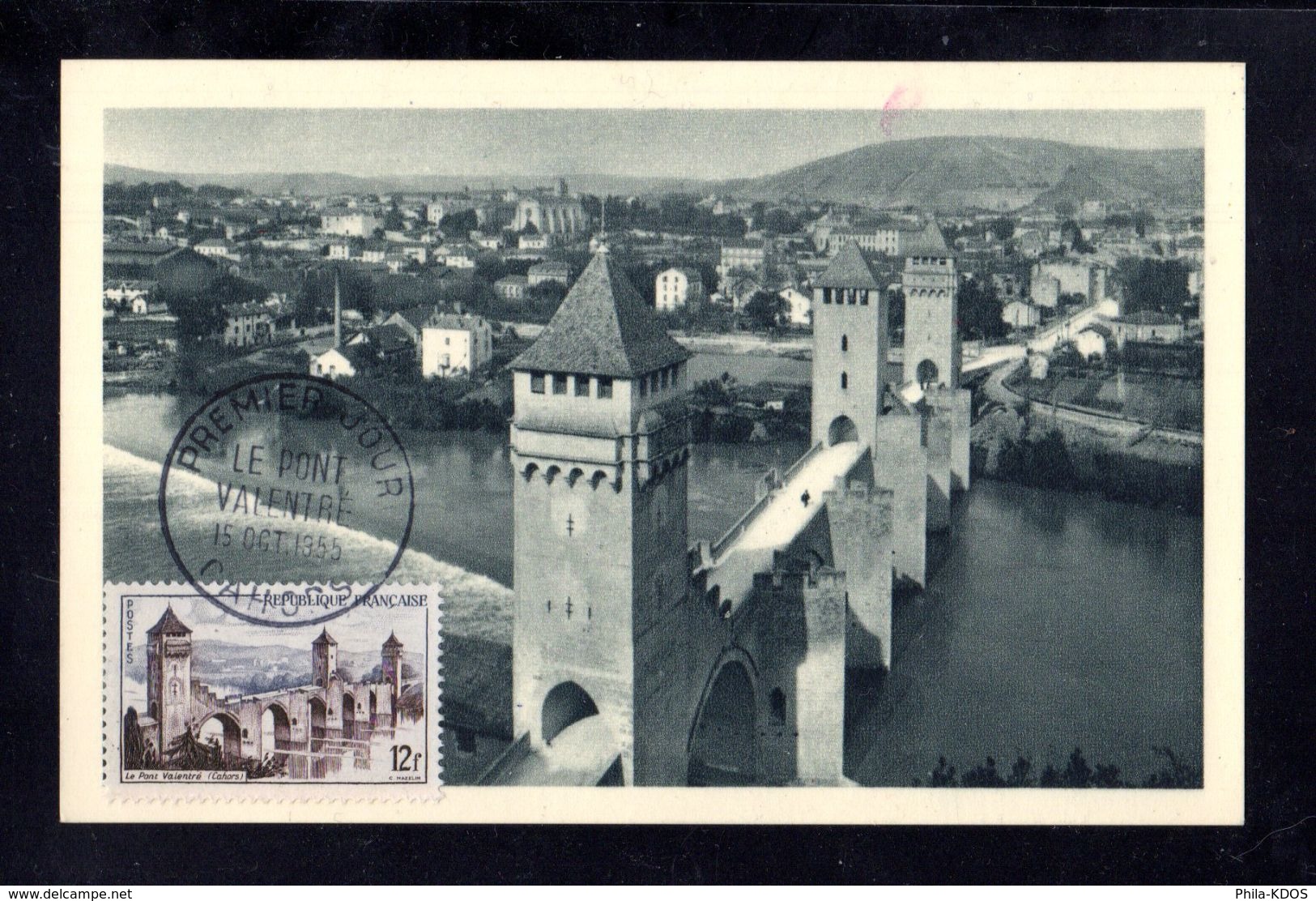 " PONT VALENTRE A CAHORS " Sur Carte Maximum Tamponnée M.F. De 1955. N° YT 1039. Parfait état. Voir Les 2 Scans. CM - Ponti