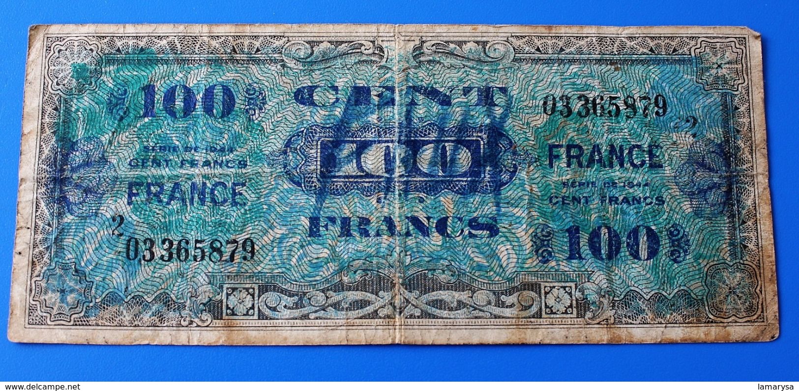 Billet De 100 Francs -1944 Allied Military Currency.France En Lettre Avec Devise Du Pays “Liberté Egalité Fraternité” - 1944 Vlag/Frankrijk