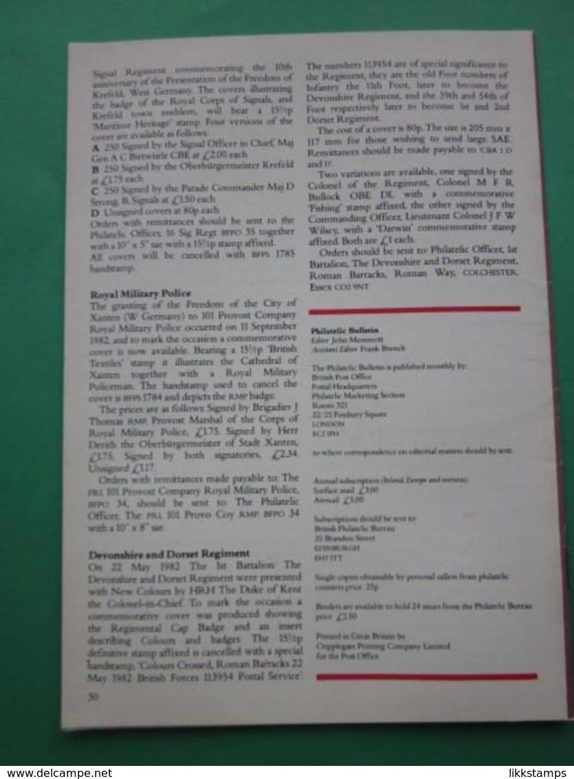 THE PHILATELIC BULLETIN OCTOBER 1982 VOLUME NUMBER 20, ISSUE No.2, ONE COPY ONLY. #L0243 - Inglés (desde 1941)