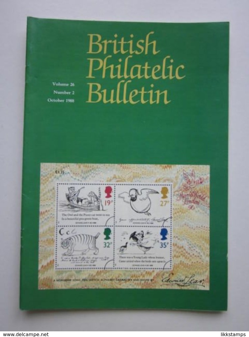 THE PHILATELIC BULLETIN OCTOBER 1988 VOLUME NUMBER 26, ISSUE No.2, ONE COPY ONLY. #L0245 - Englisch (ab 1941)