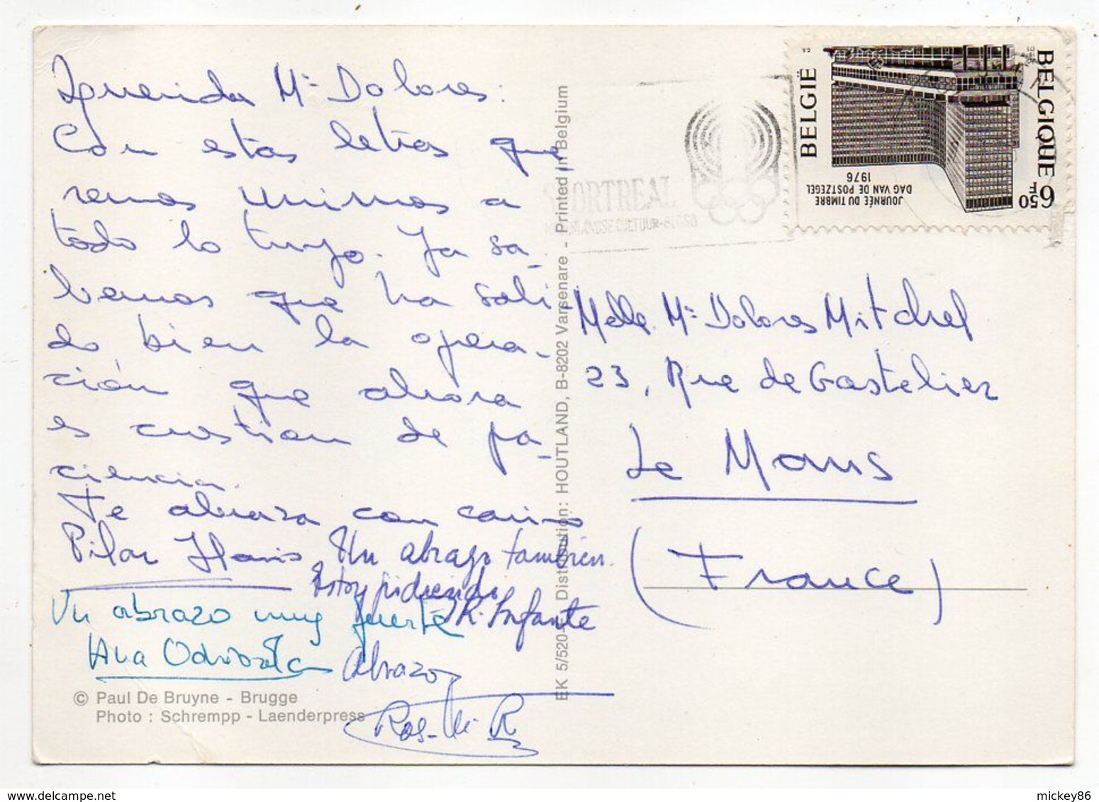 Belgique -1976---timbre "Journée Du Timbre " Seul Sur Carte Postale "fleurs" - Brieven En Documenten