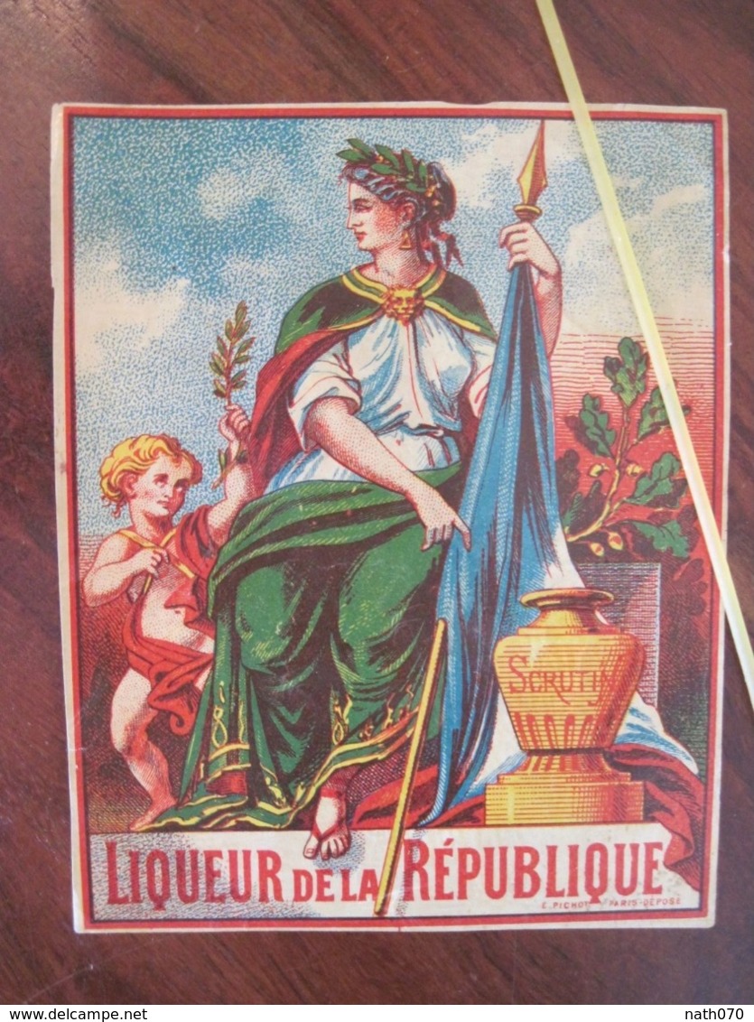 Etiquette Ancienne Liqueur De La République Litho Extrêmement Rare - Otros & Sin Clasificación