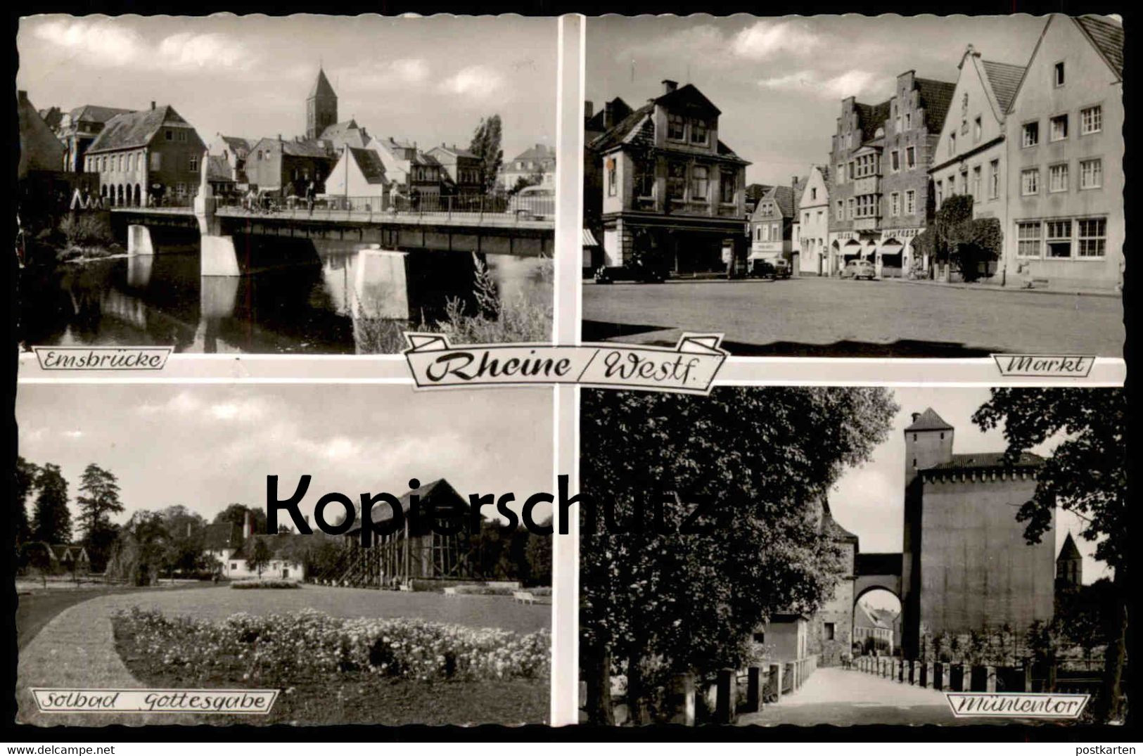 ÄLTERE POSTKARTE RHEINE EMSBRÜCKE MÜHLENTOR MARKT SOLBAD GOTTESGABE Brücke Bridge Ansichtskarte - Rheine