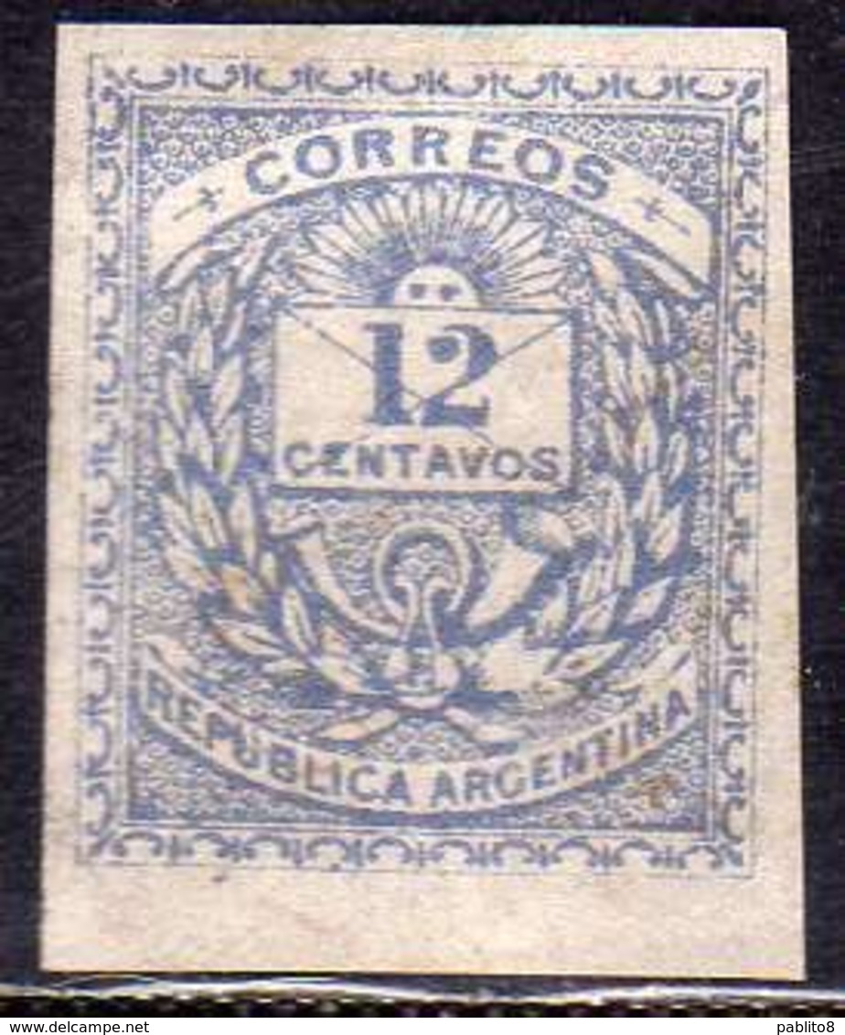 ARGENTINA 1882 VARIETY VARIETÀ COAT OF ARMS STEMMA ARMOIRIES CENT. 12 IMPERF. ULTRA MLH - Neufs