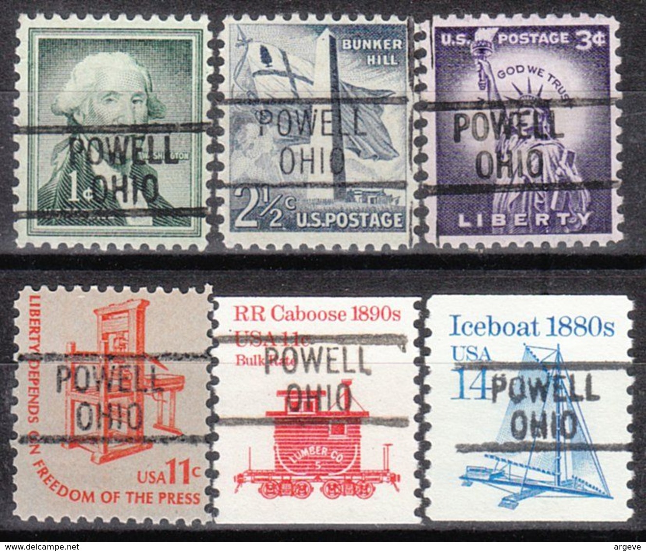 USA Precancel Vorausentwertung Preo, Locals Ohio, Powell 819, 6 Diff. - Préoblitérés