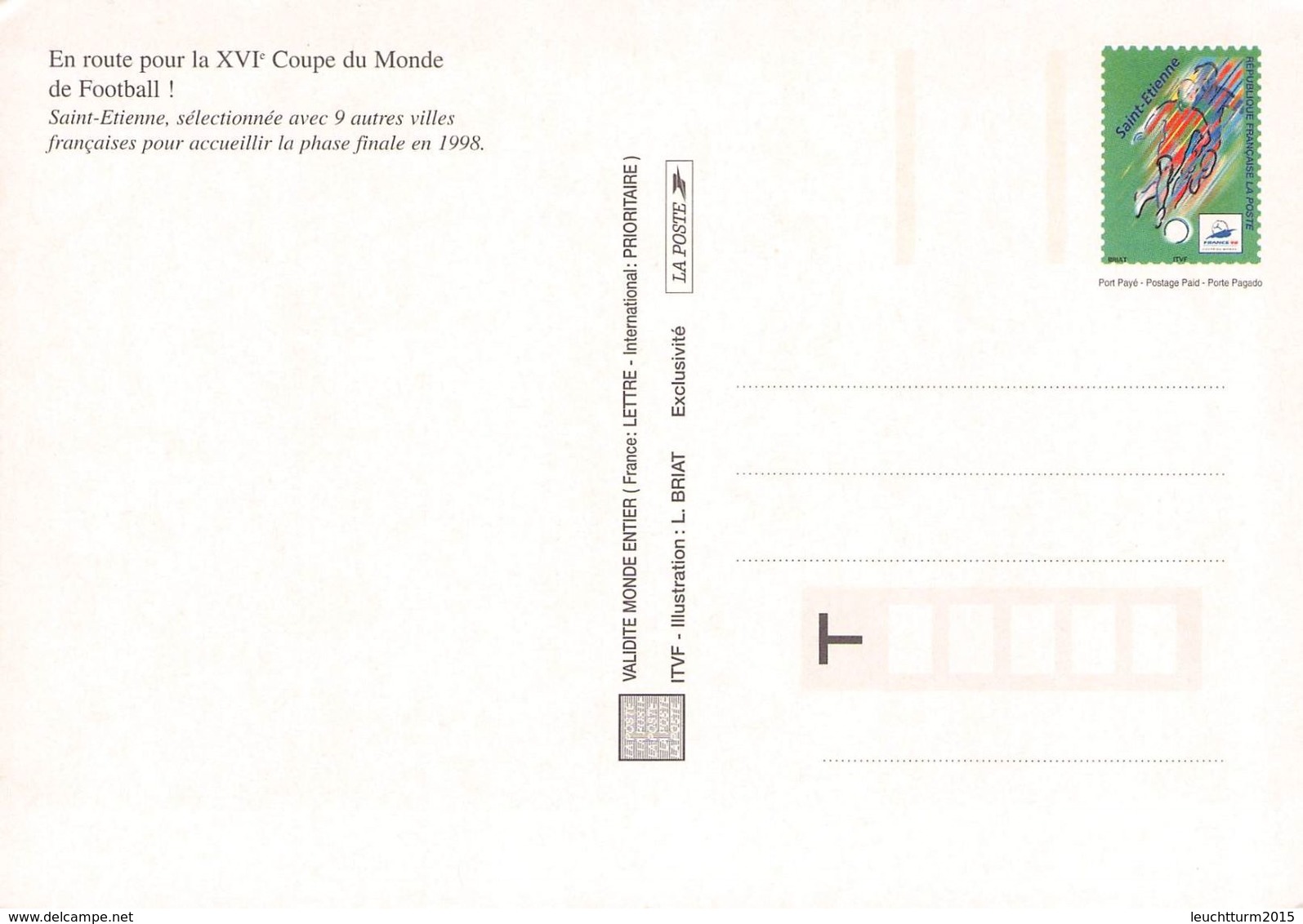 FRANCE - POSTCARD 1998 SAINT-ETIENNE Unc /T107 - Prêts-à-marquer