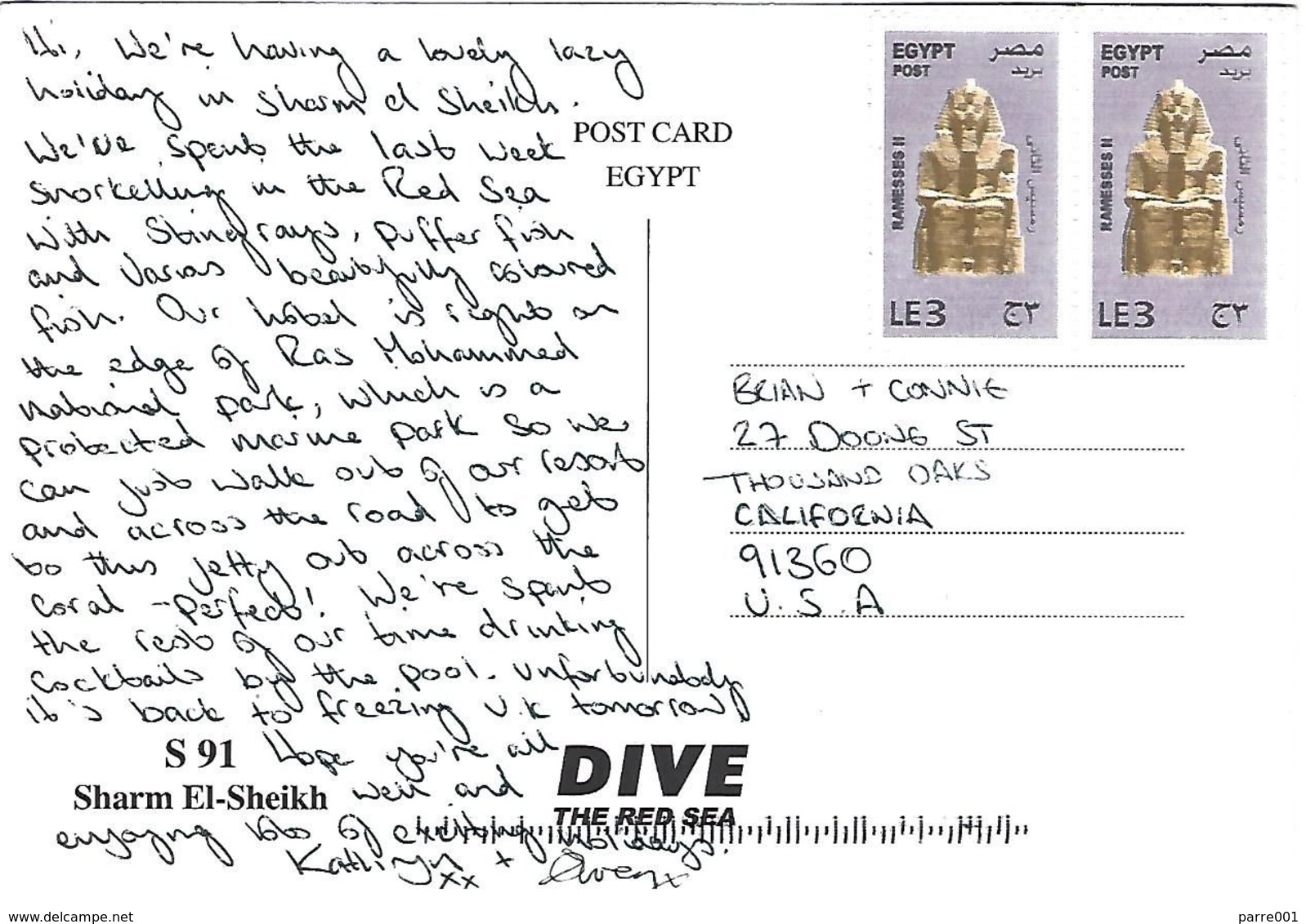 Egypt Sharm El Sheikh Marine Life Diving Red Sea Map Viewcard - Sharm El Sheikh