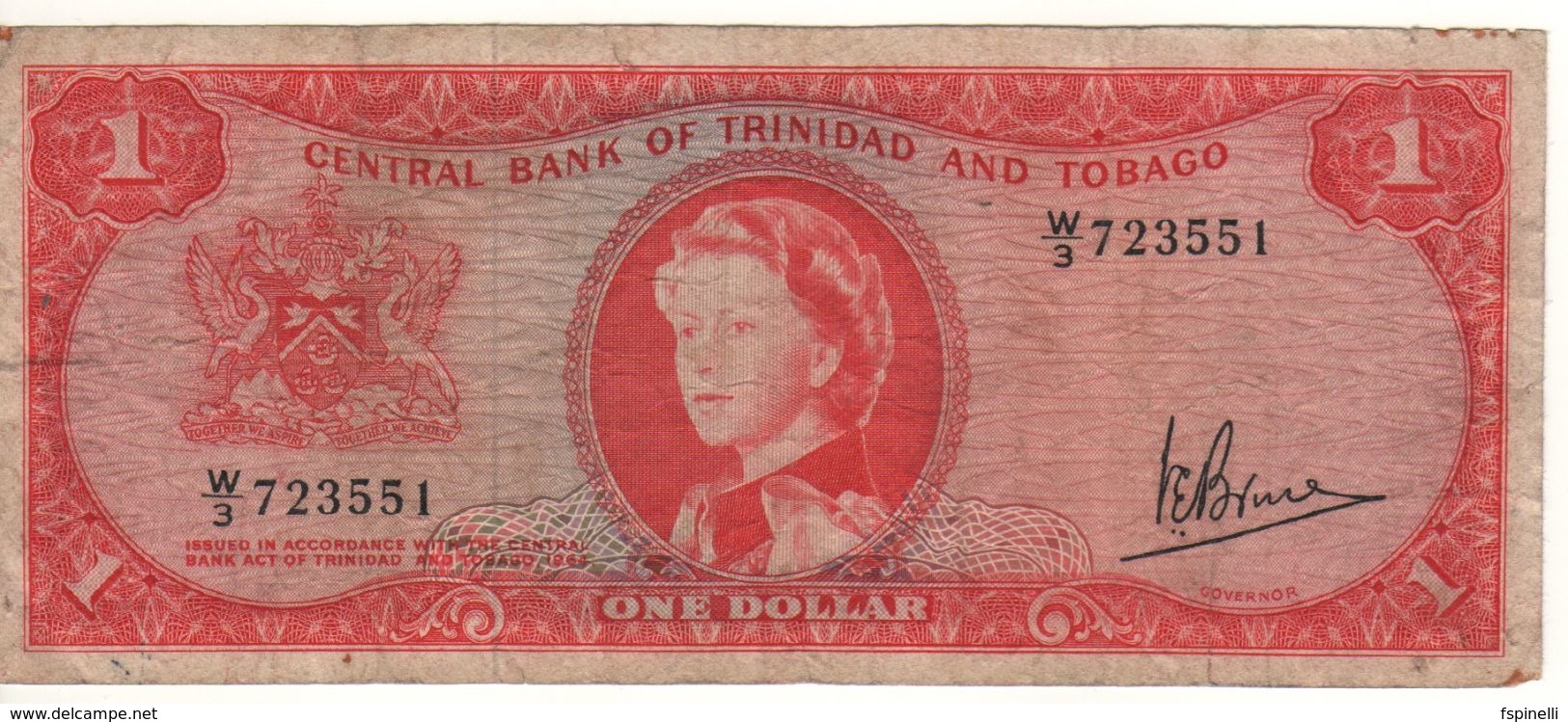 TRINIDAD & TOBAGO   $ 1   (  Queen Elizabeth II)  P26c   Sign. Bruce - Trinidad & Tobago