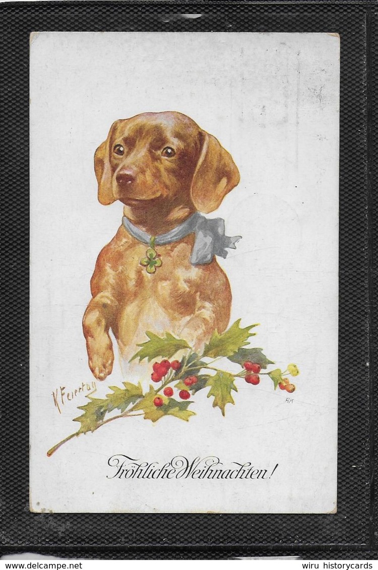 AK 0509  Fröhliche Weihnachten ( Dackel ) / K. Feiertag Künstlerkarte Um 1913 - Hunde