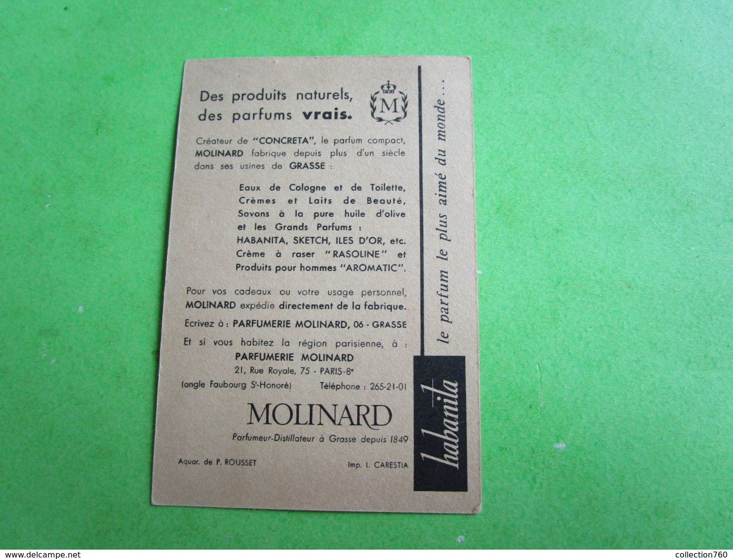 MOLINARD - Carte Parfumée - Anciennes (jusque 1960)