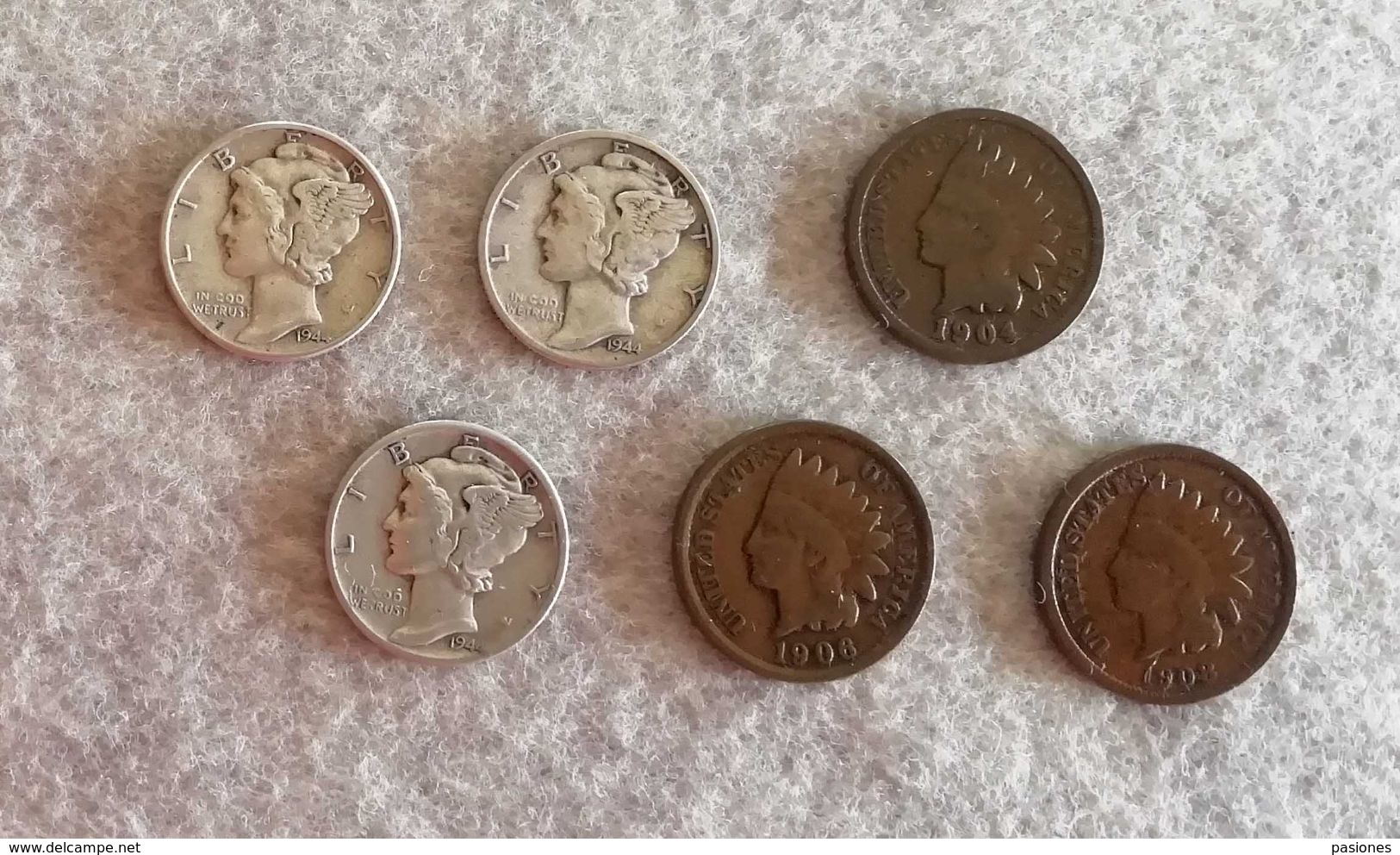 USA One Cent Indiani + One Dime Lotto Di 6 Monete - Collections