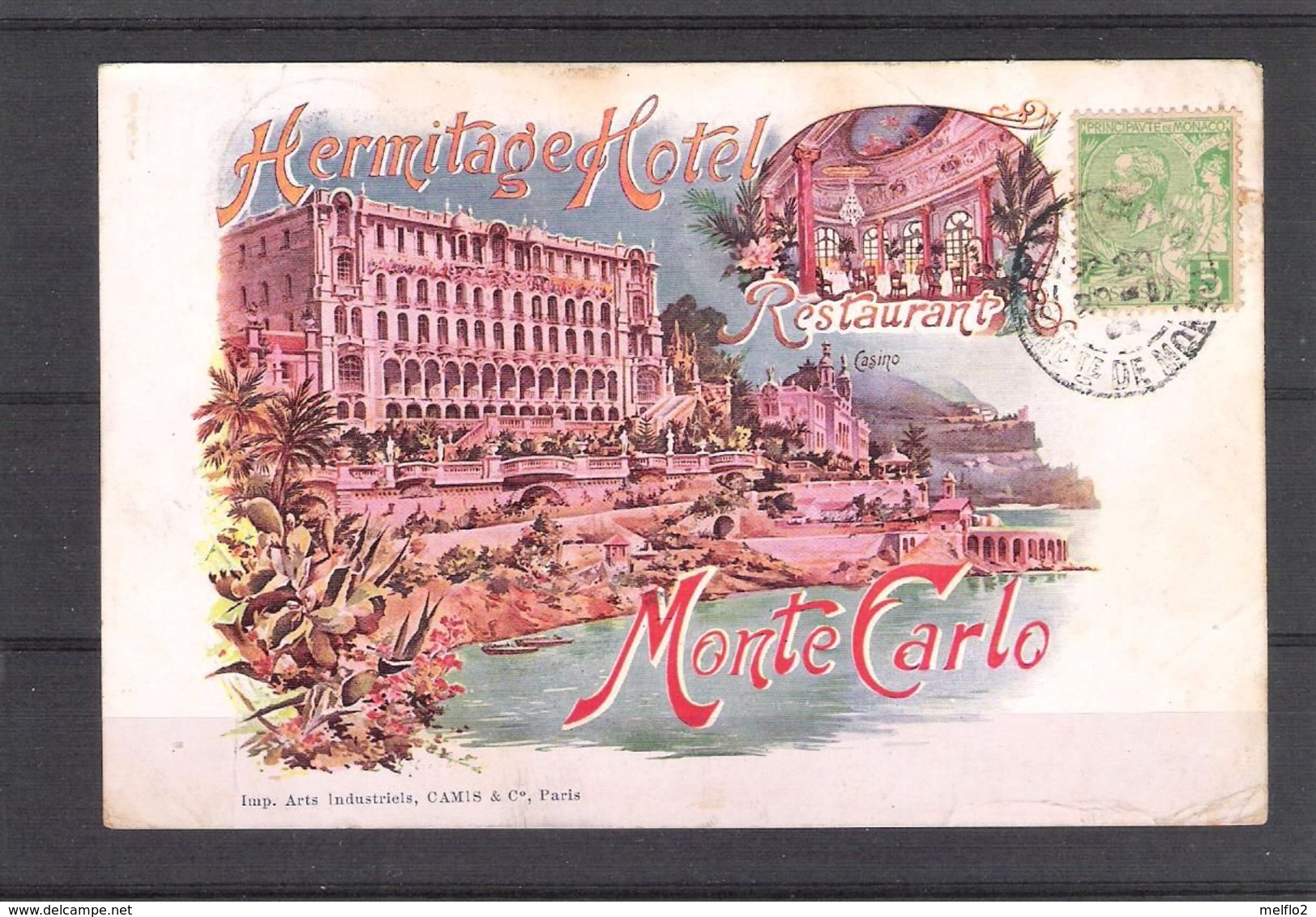 MONTE CARLO -   HERMITAGE HOTEL   RESTAURANT  - Carte Ayant Circulé Au Début Des Années 1900 - Hotels