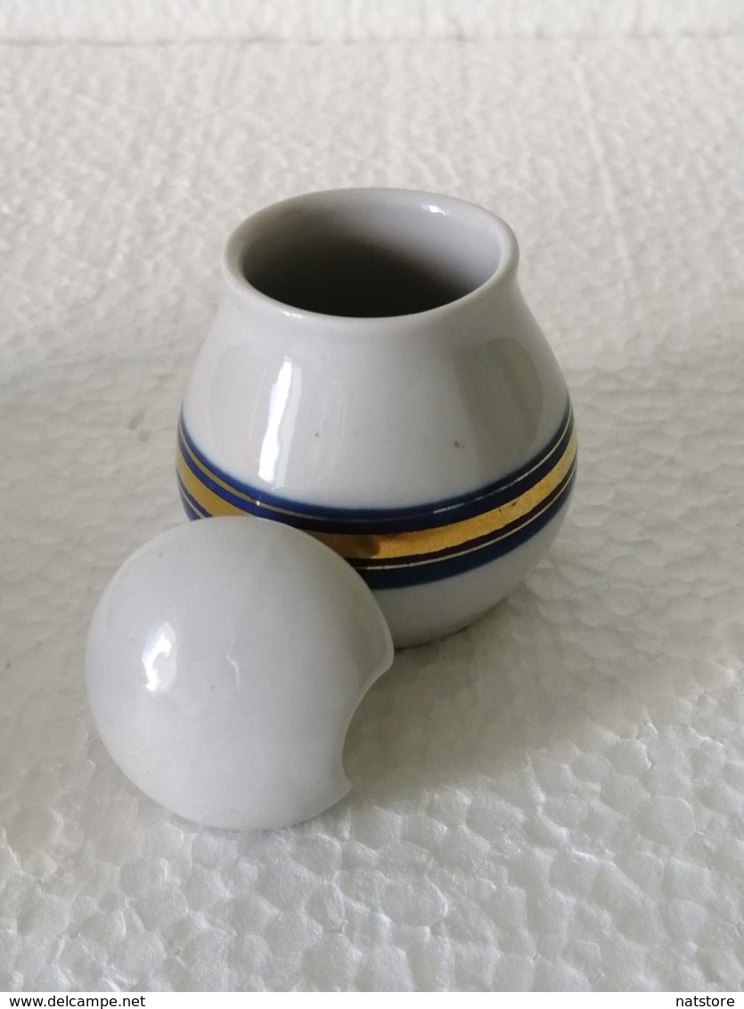 VINTAGE PORCELAIN   SET FOR SALT, PEPPER AND  MUSTARD.  MADE IN THE USSR IN 1980