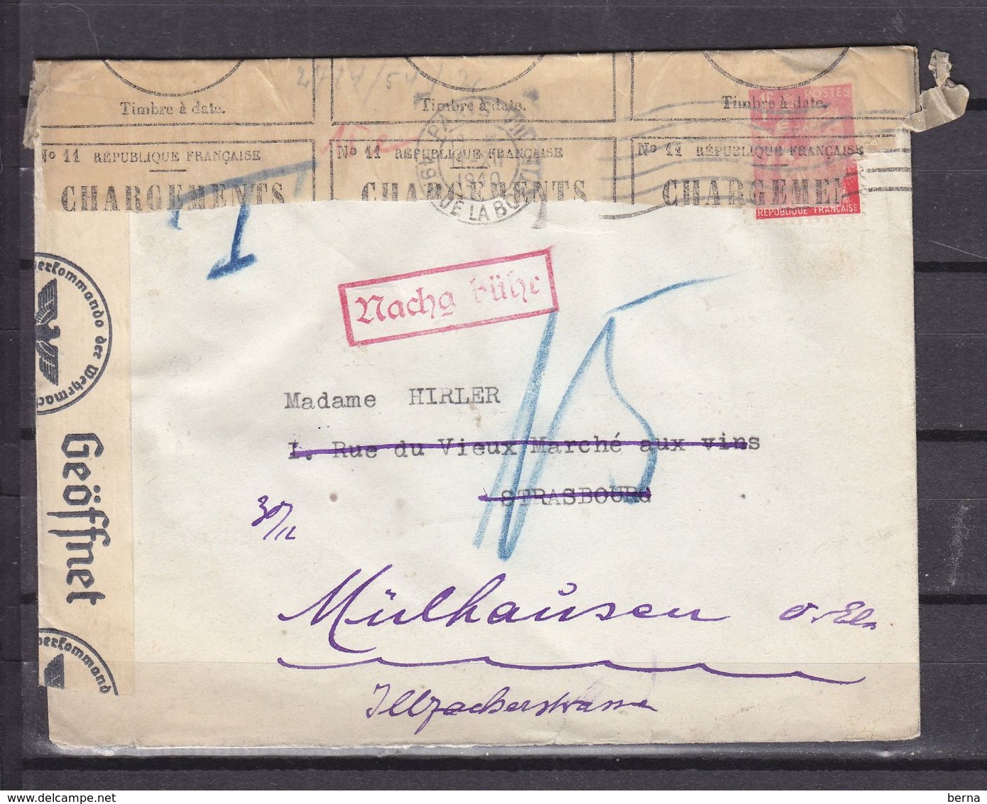 LETTRE DE PARIS POUR MULHOUSE CENSUREE ET REPAREE - 2. Weltkrieg 1939-1945