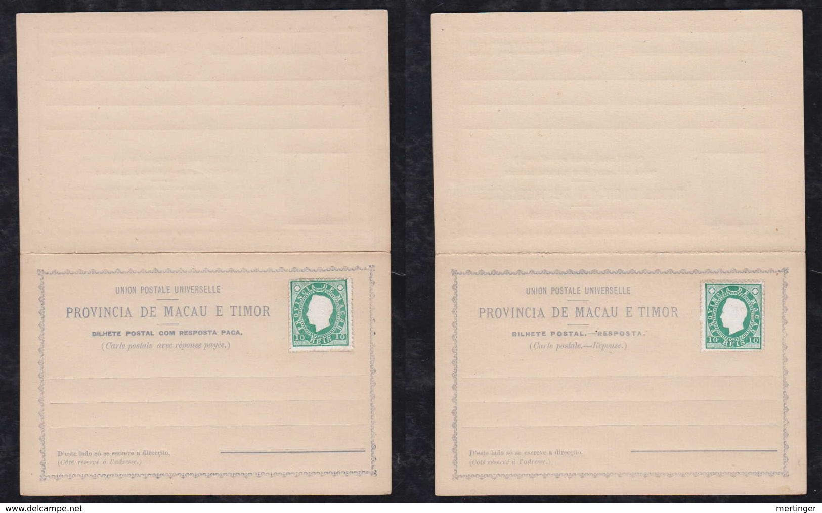 Portugal MACAU China 1892 Stationery Pre-printed Reply Postcard ** MNH - Covers & Documents