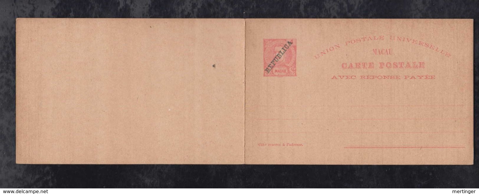 Portugal MACAU China 1910 overprint REPUBLICA 6 postcard stationery ** MNH