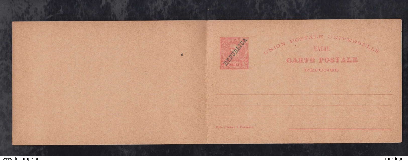 Portugal MACAU China 1910 overprint REPUBLICA 6 postcard stationery ** MNH
