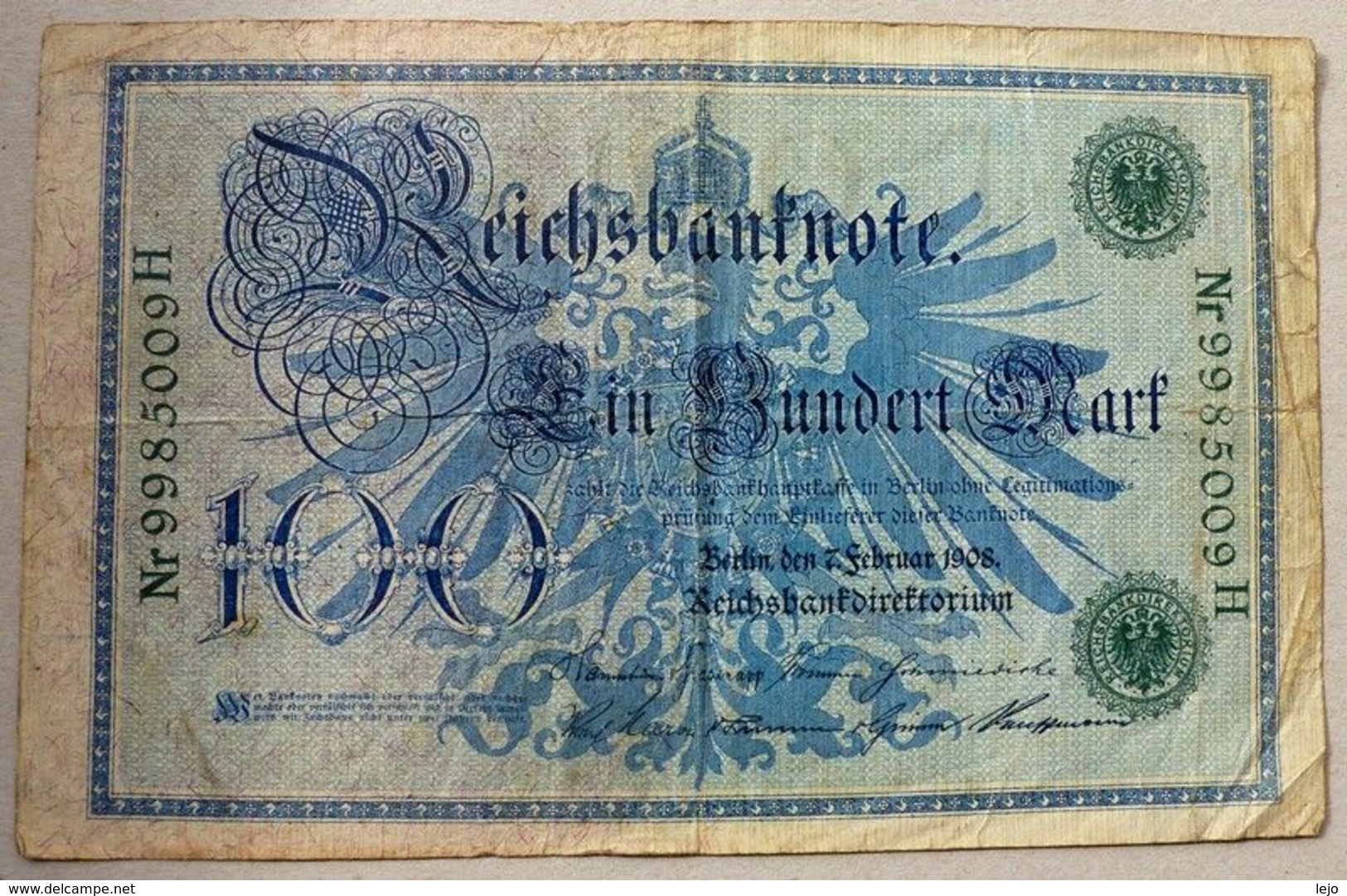 Reichsbanknote 100 Mark 07-02-1908 - 20.000 Mark
