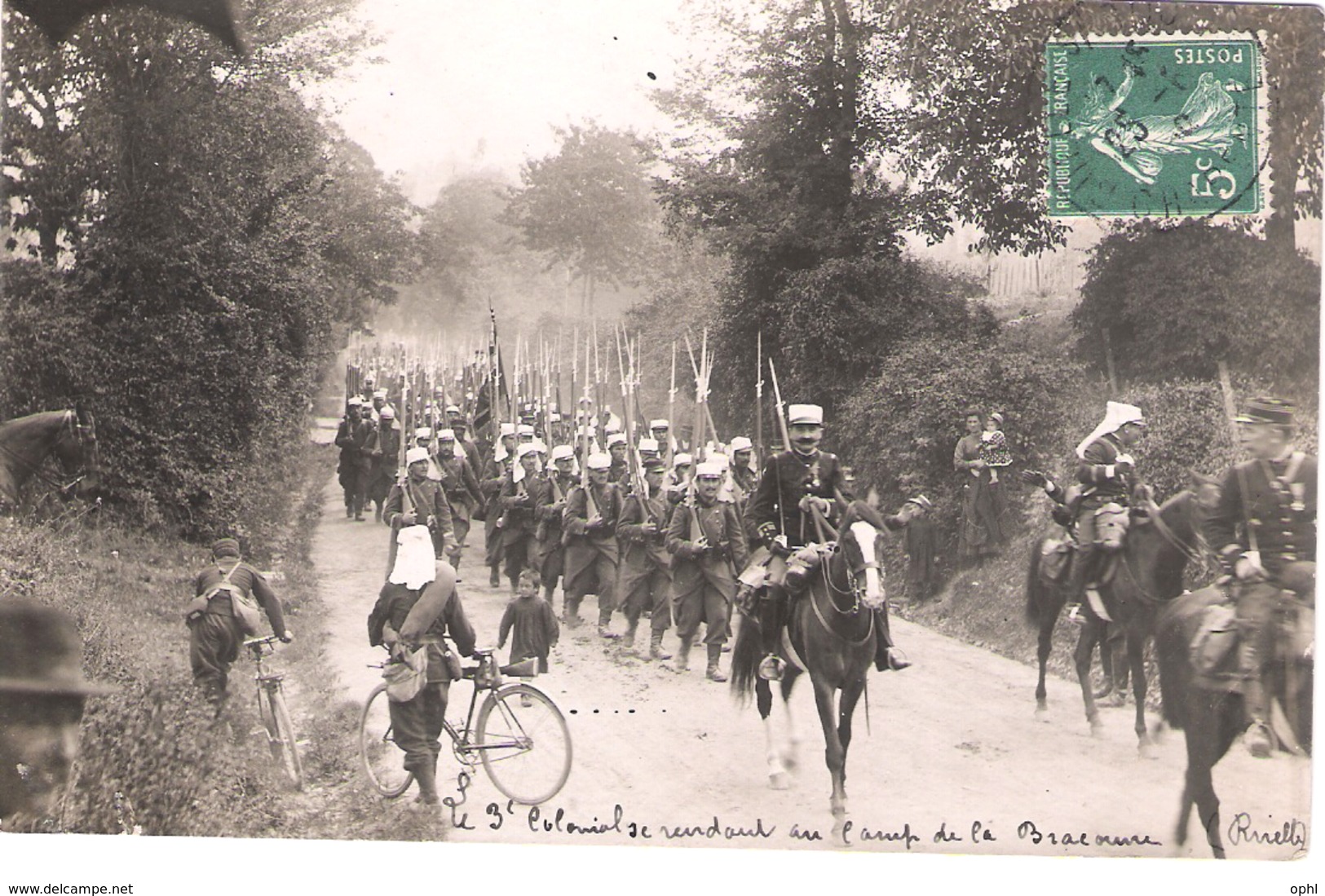 Carte Photo Militaire - "Le 3e Colonial Arrivant Au Camp De La Braconne" 1909 - 1914-18